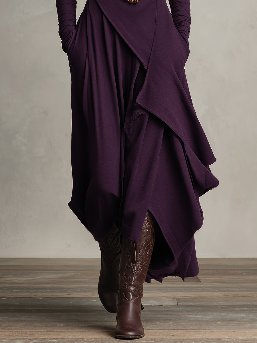 Vestido Maxi Morado Bohemio Algodón