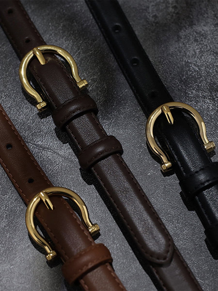 Cinturón Vintage Sofisticado Sintético - Cuero Horsebit
