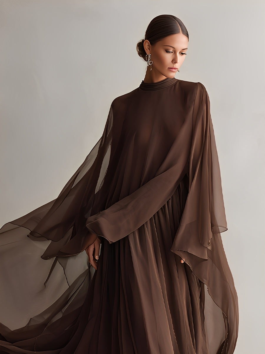 Vestido Rich Marrón Fluido Maxi