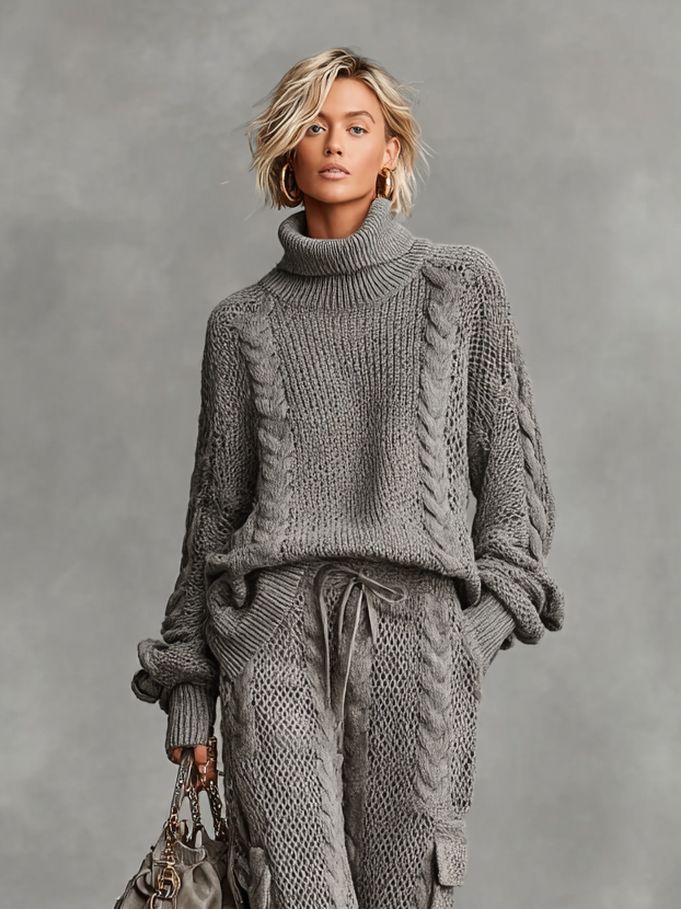 Conjunto Casual Punto Trenzado Alto