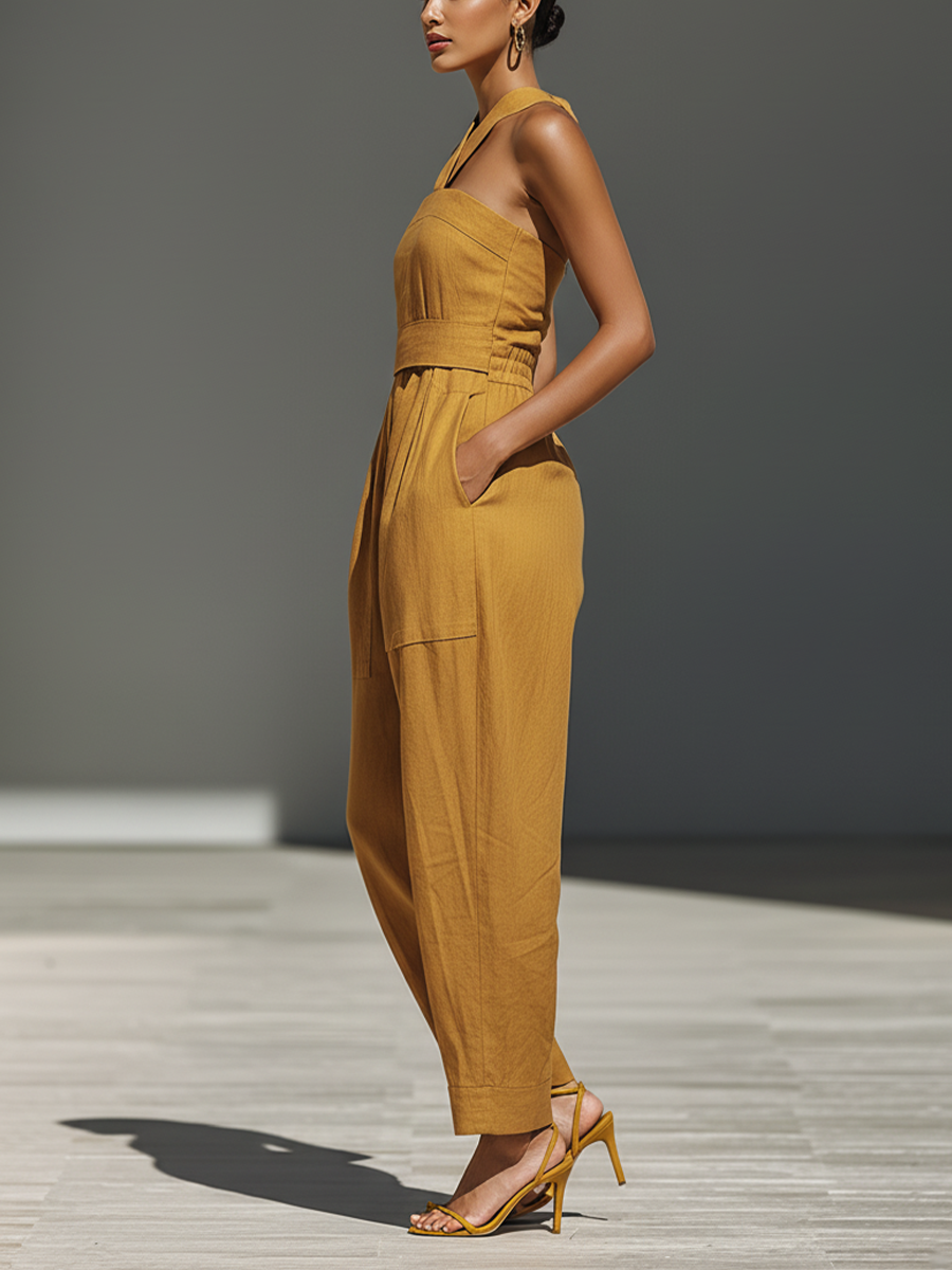 Mostaza Amarillo Lino Mono Crisscross