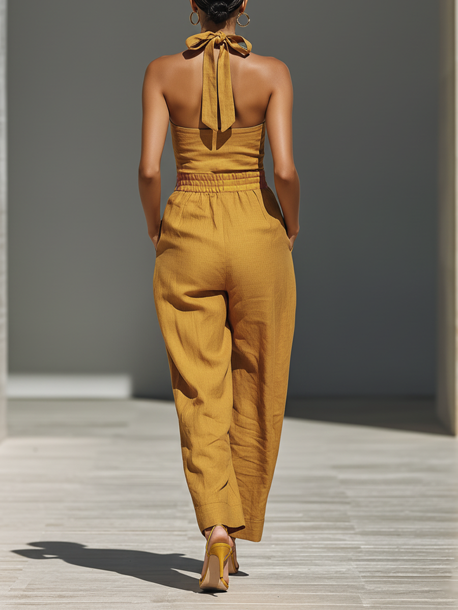 Mostaza Amarillo Lino Mono Crisscross