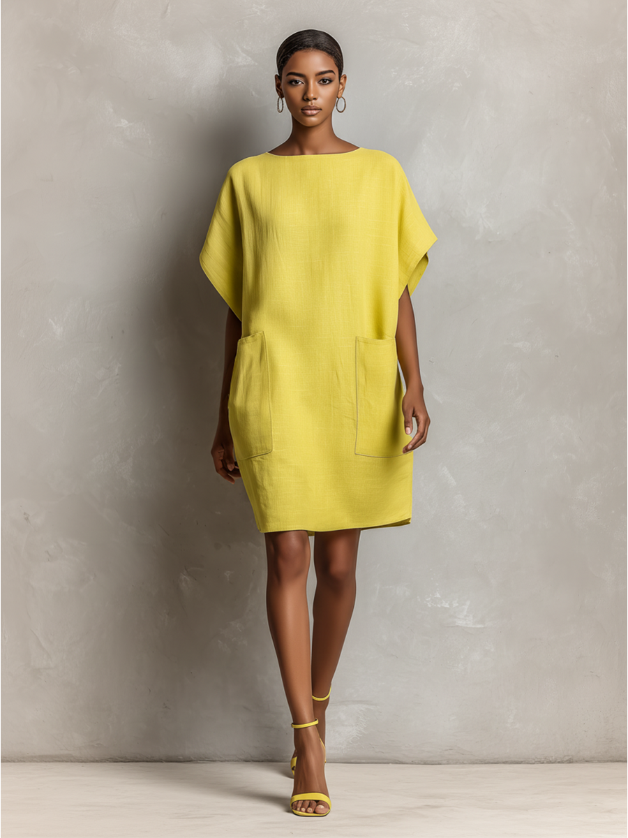 Vestido Amarillo Lima Lino Murciélago