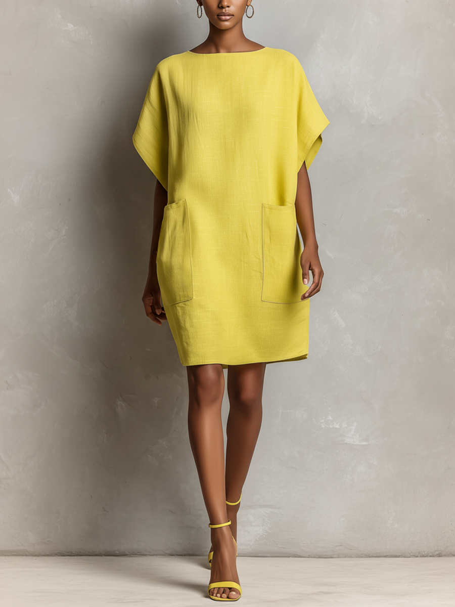 Vestido Amarillo Lima Lino Murciélago