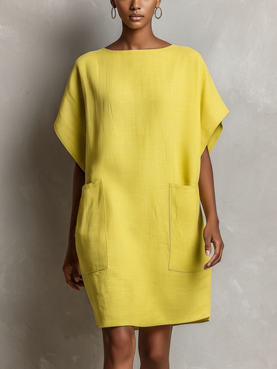 Vestido Amarillo Lima Lino Murciélago