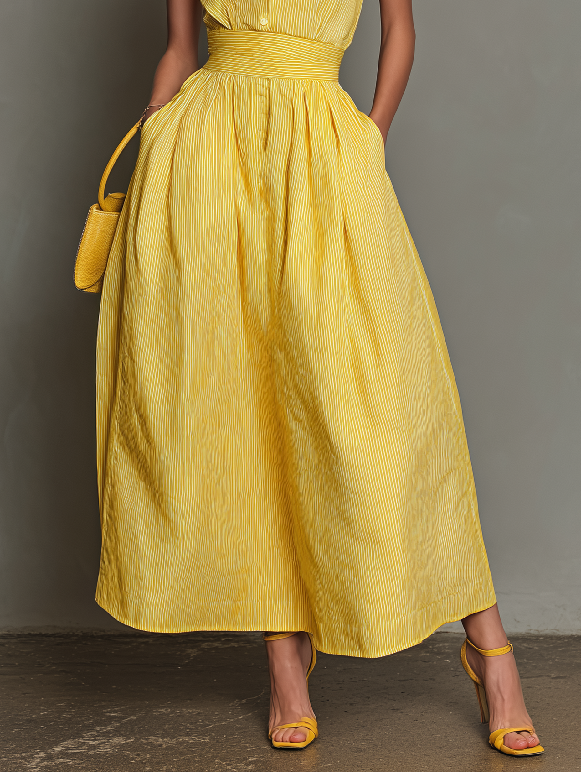 Vestido Maxi Minimalista Rayas Solapa