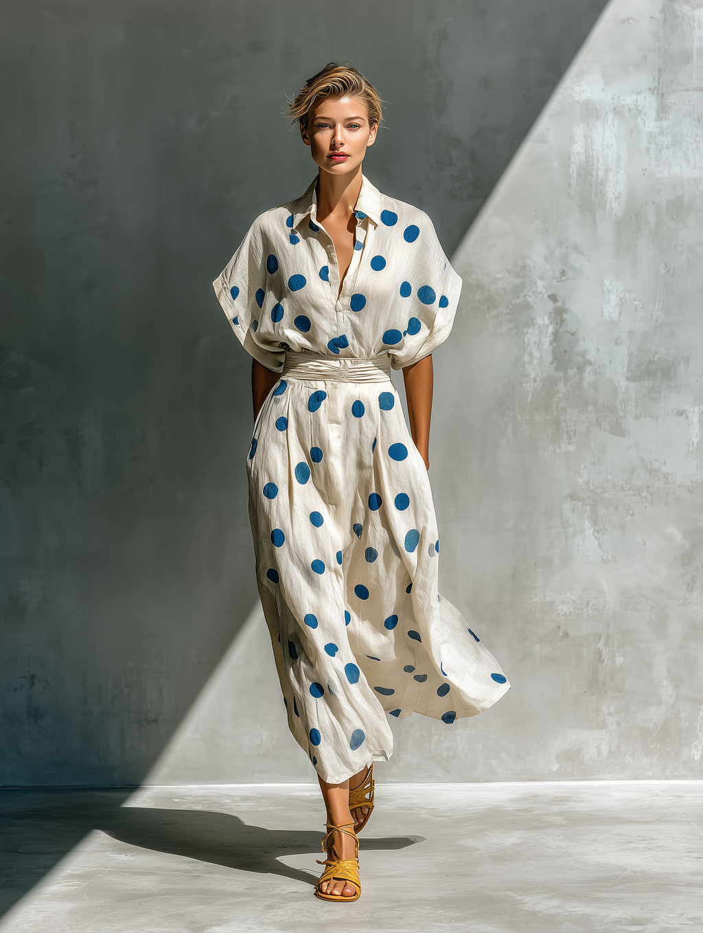 Vestido Camisero Blanco Roto Lino