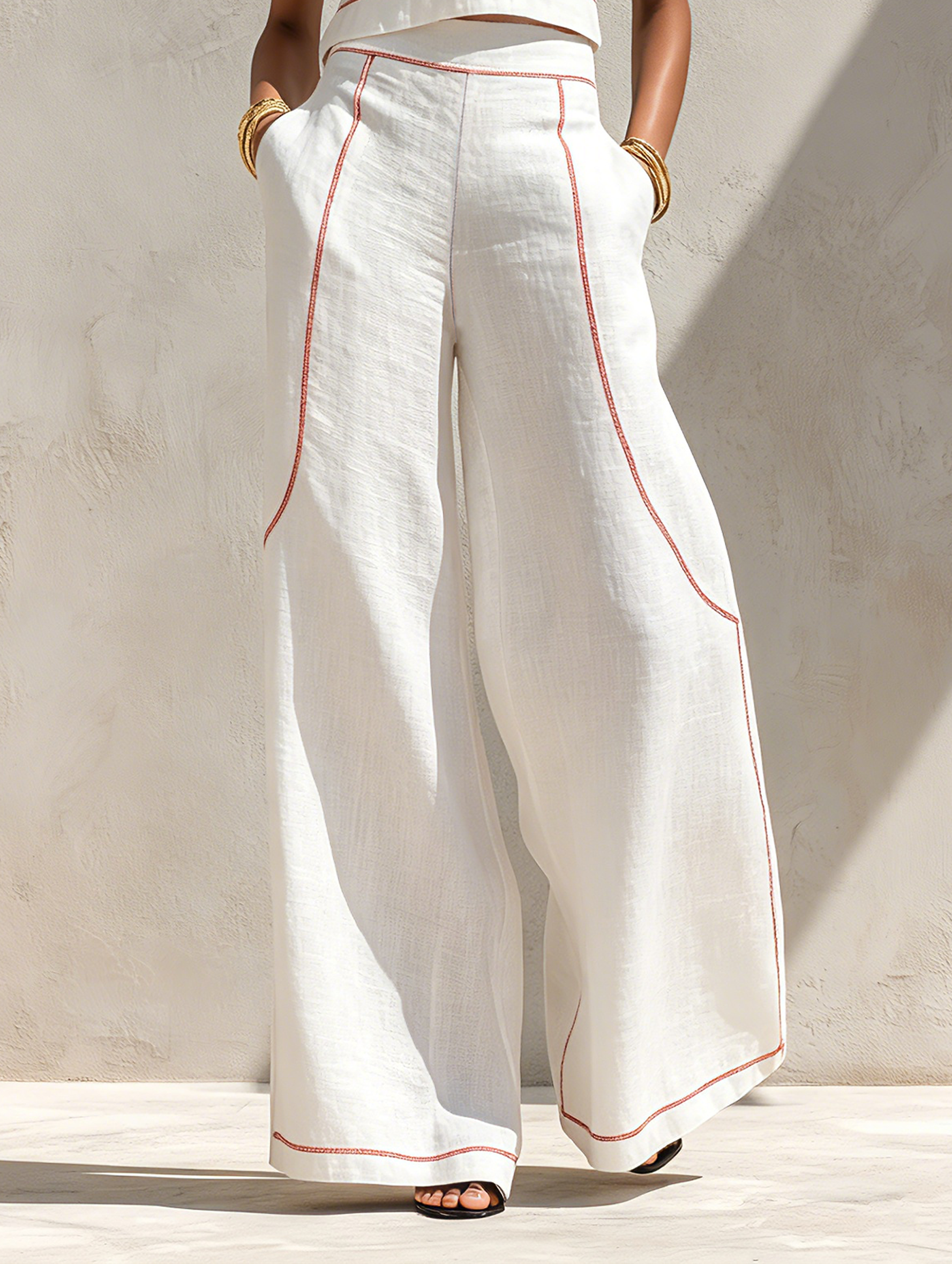 Conjunto Minimalista Lino Contraste-Stitched