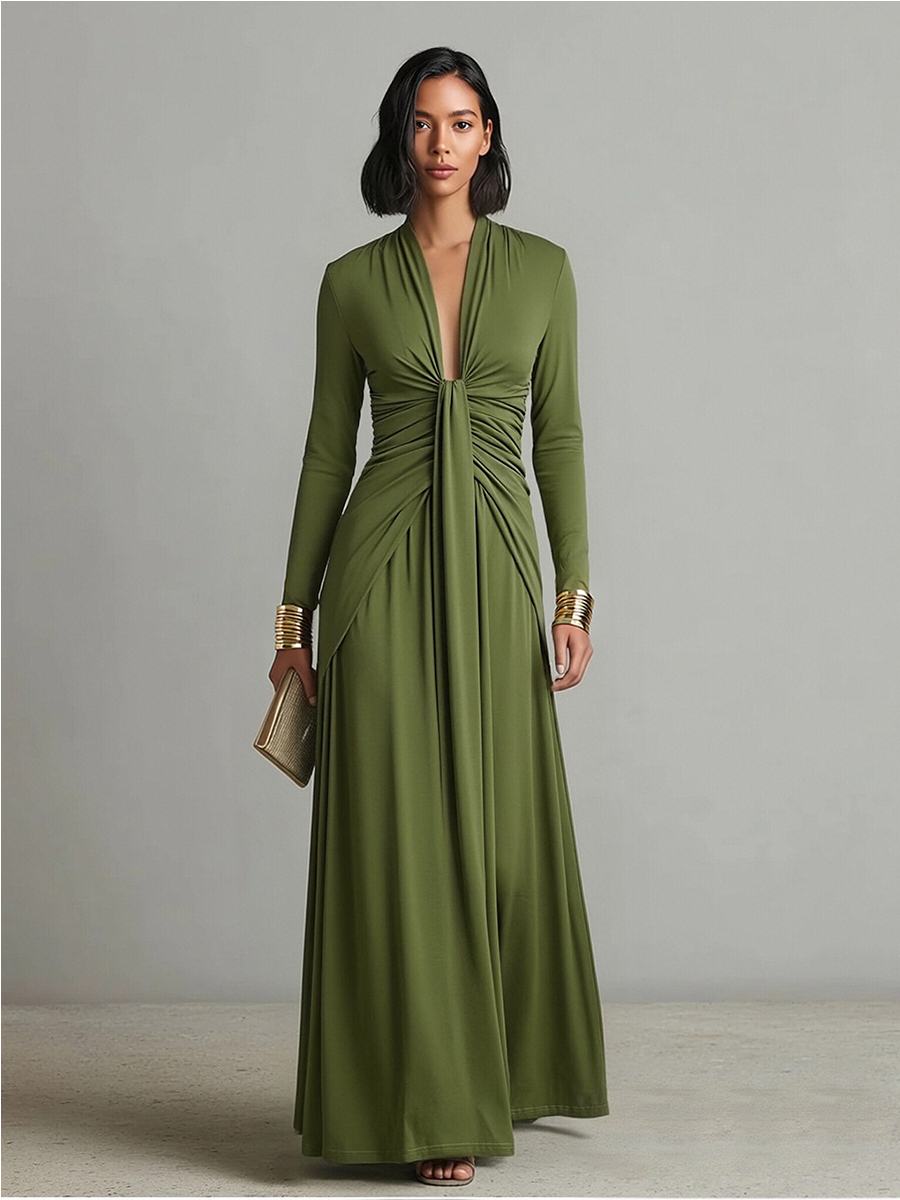 Vestido Maxi Oliva Silky Stretchy