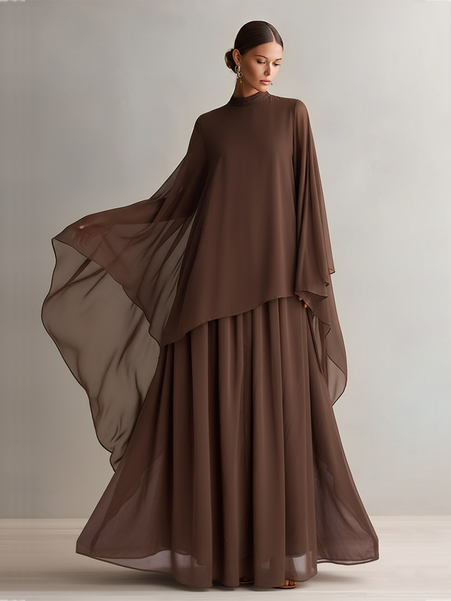 Vestido Rich Marrón Fluido Maxi