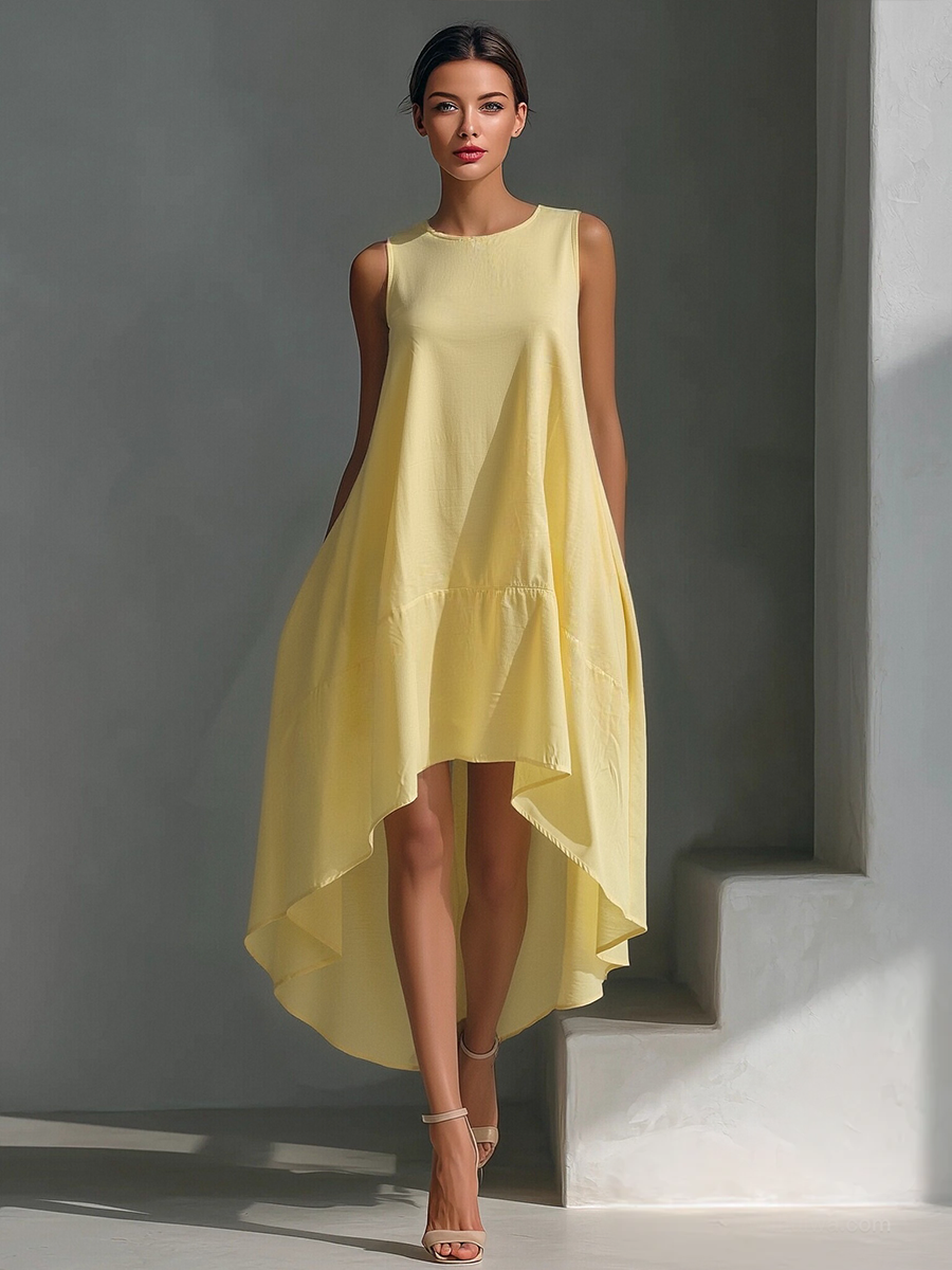 Vestido Midi Blanco Lino Redondo