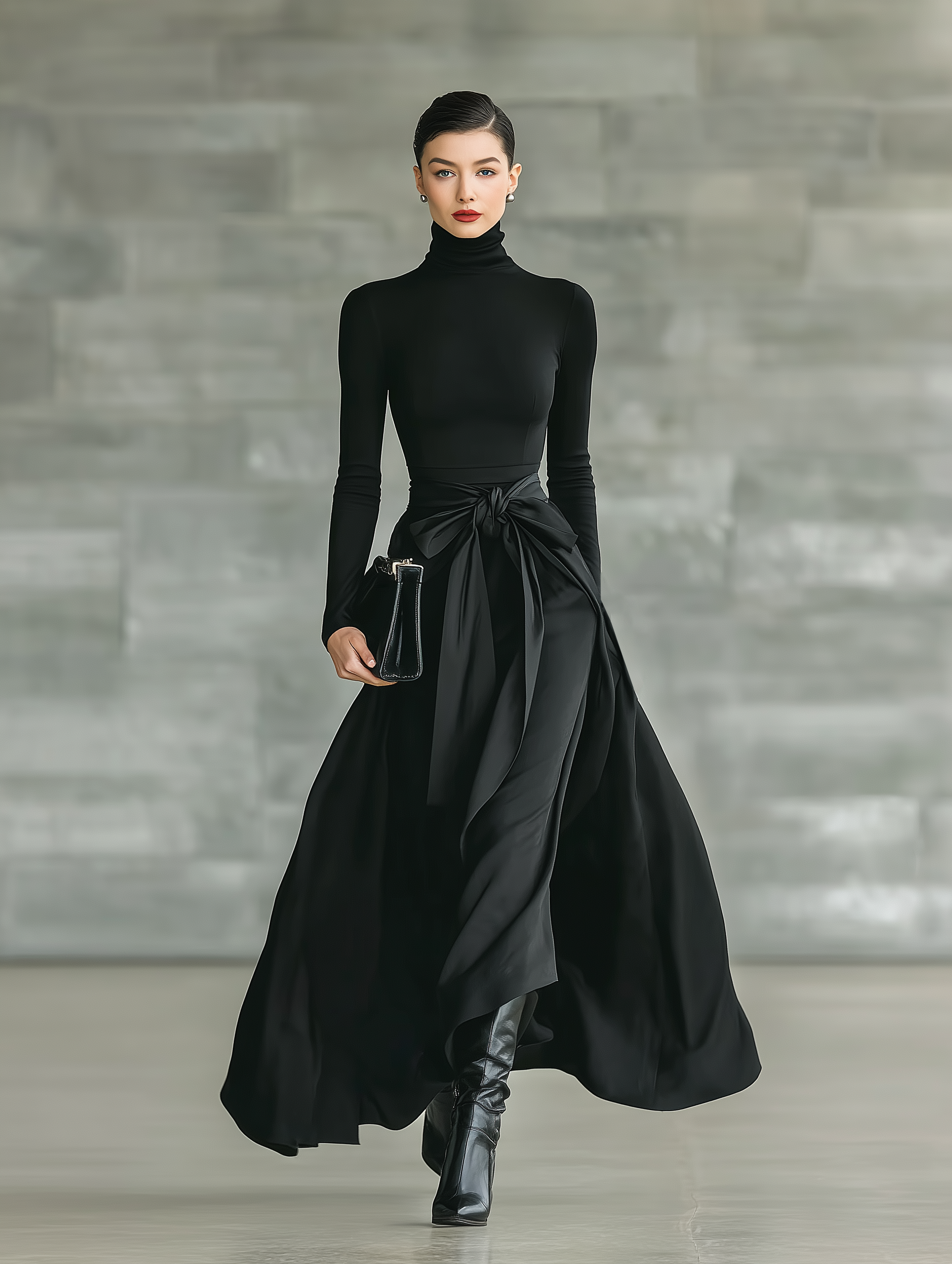 Vestido Maxi Negro Alto High-Elástico