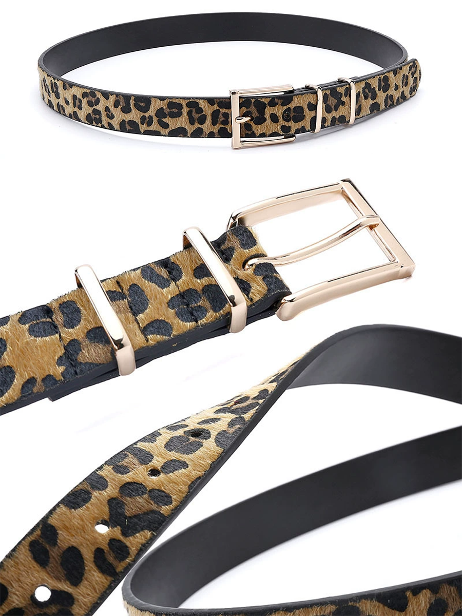 Cinturón Creativo Estampado Leopardo Pelo de Potro
