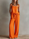 Conjunto Naranja Lino Cuadrado Cordón