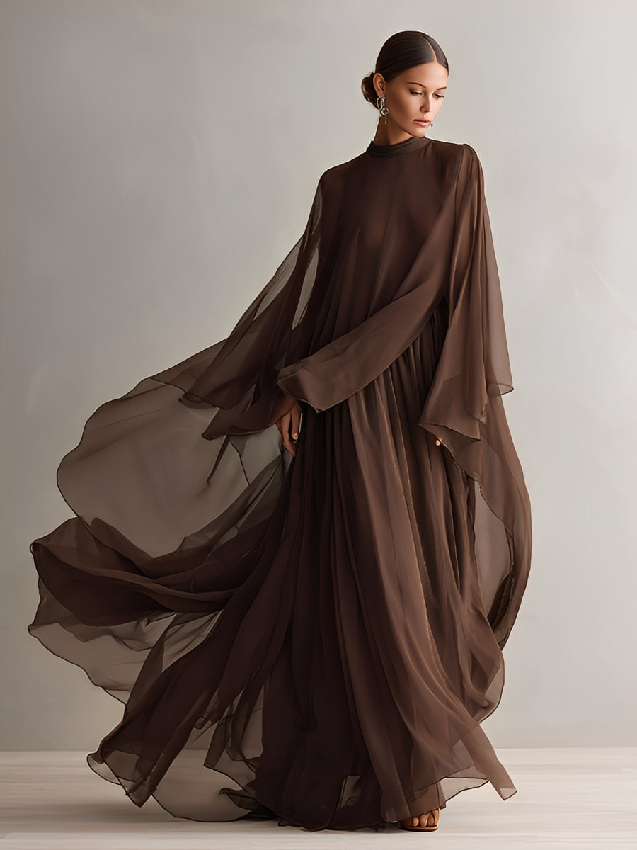 Vestido Rich Marrón Fluido Maxi