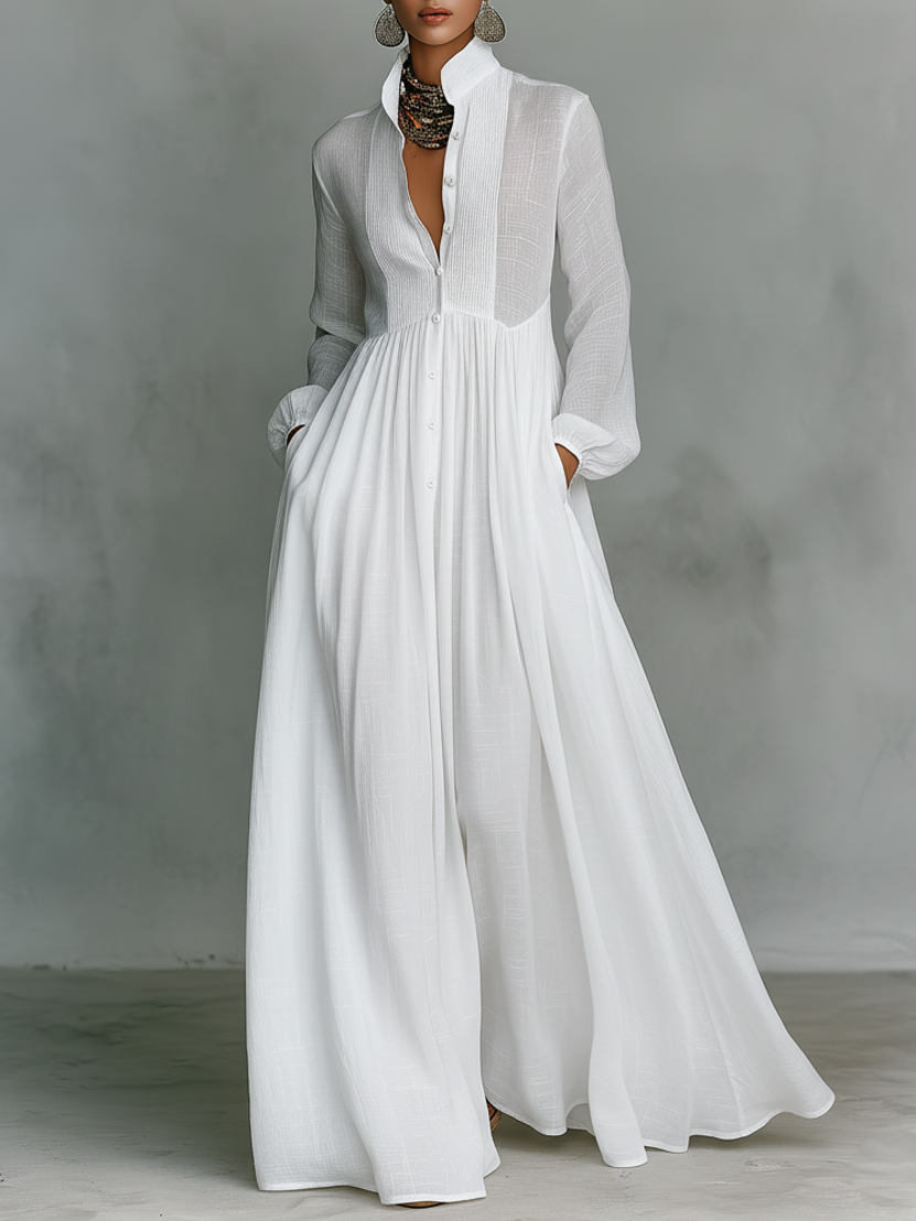 Vestido Maxi Minimalista Algodón Lino