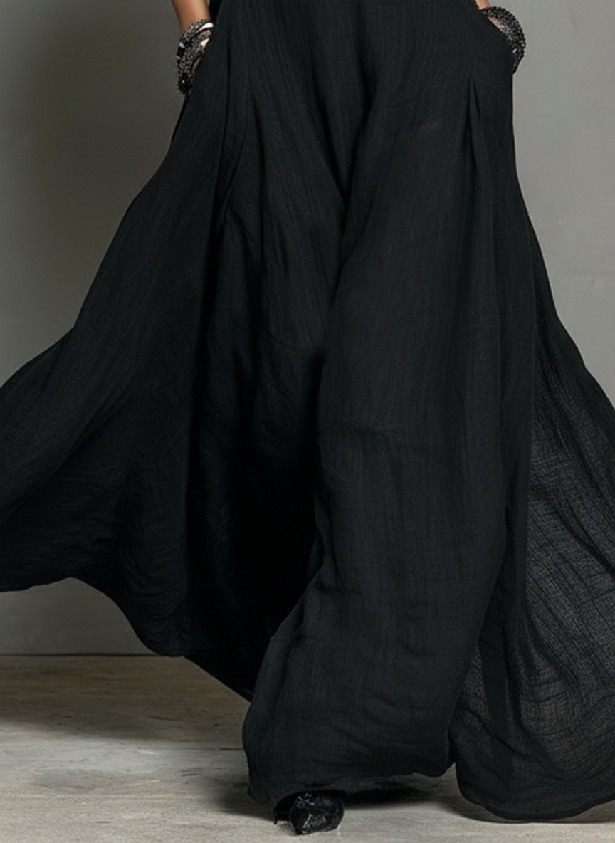 Vestido Maxi Minimalista Lino Halter