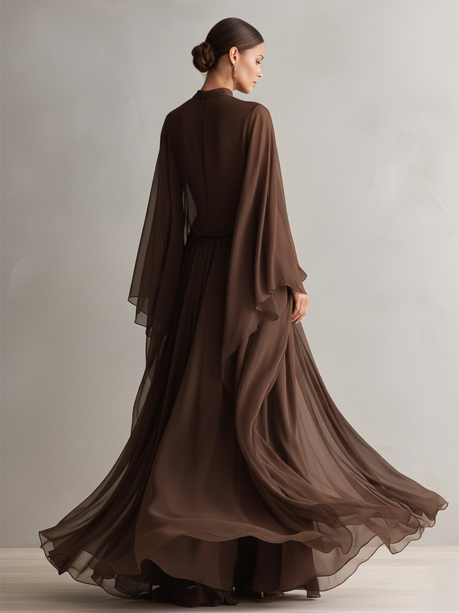 Vestido Rich Marrón Fluido Maxi