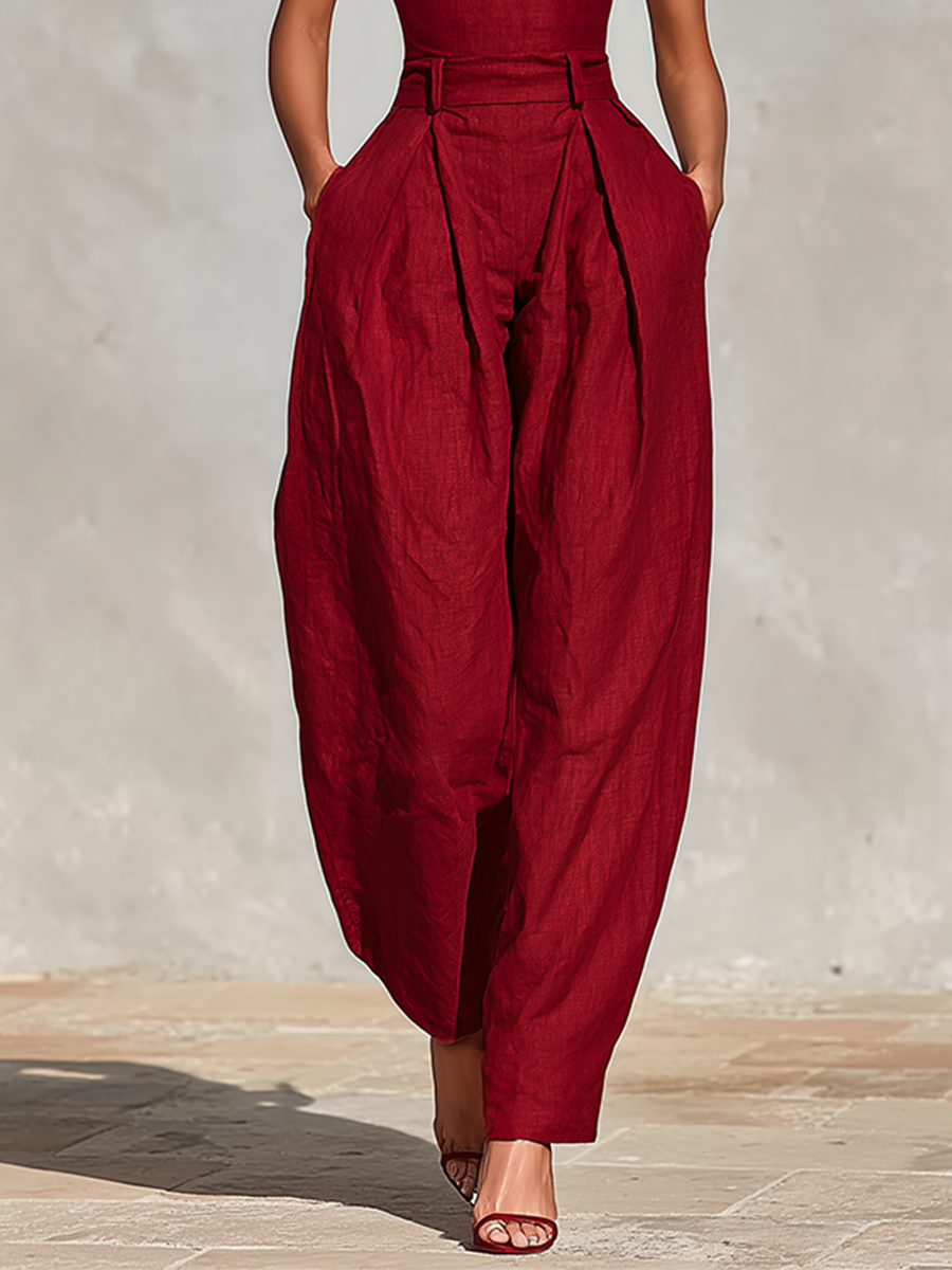 Rojo Lino Mono Cintura Alta