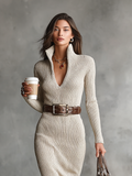 Vestido Midi Ceñido Semialto Punto
