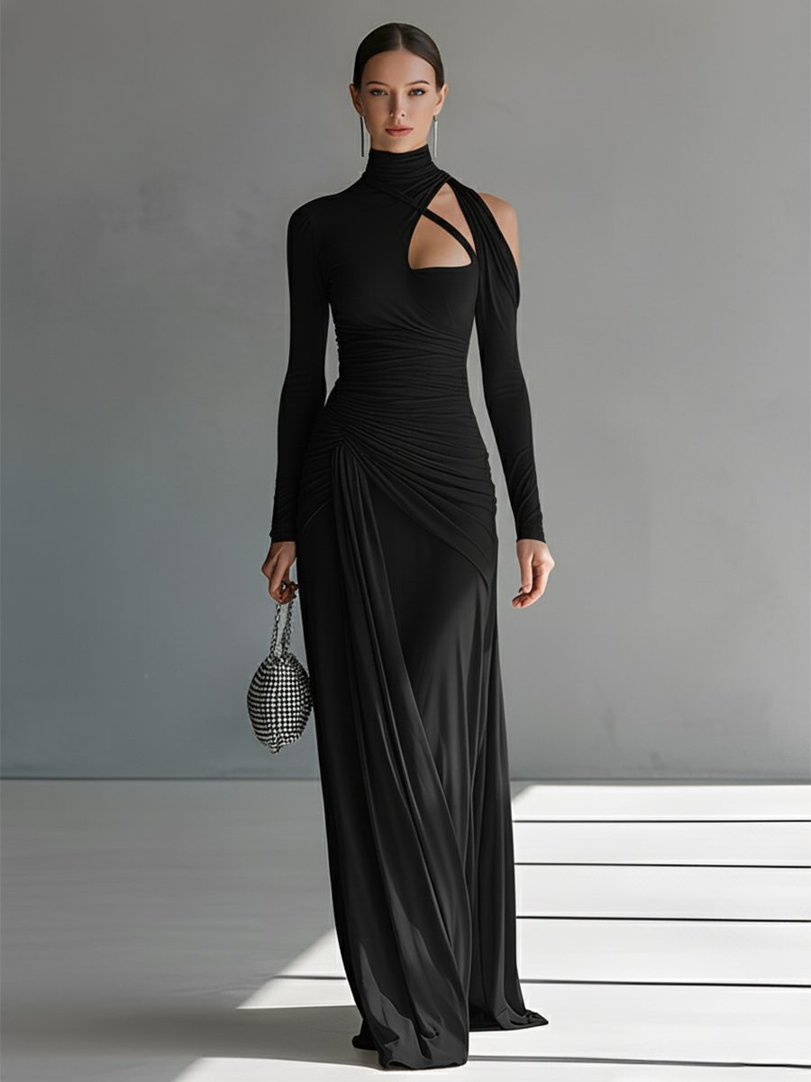 Vestido Maxi Gris Silky Elástico