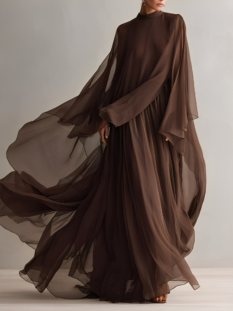 Vestido Rich Marrón Fluido Maxi