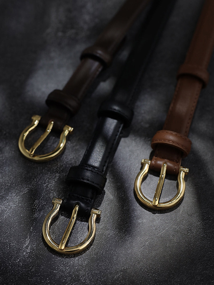 Cinturón Vintage Sofisticado Sintético - Cuero Horsebit