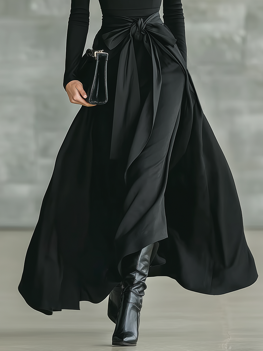 Vestido Maxi Negro Alto High-Elástico