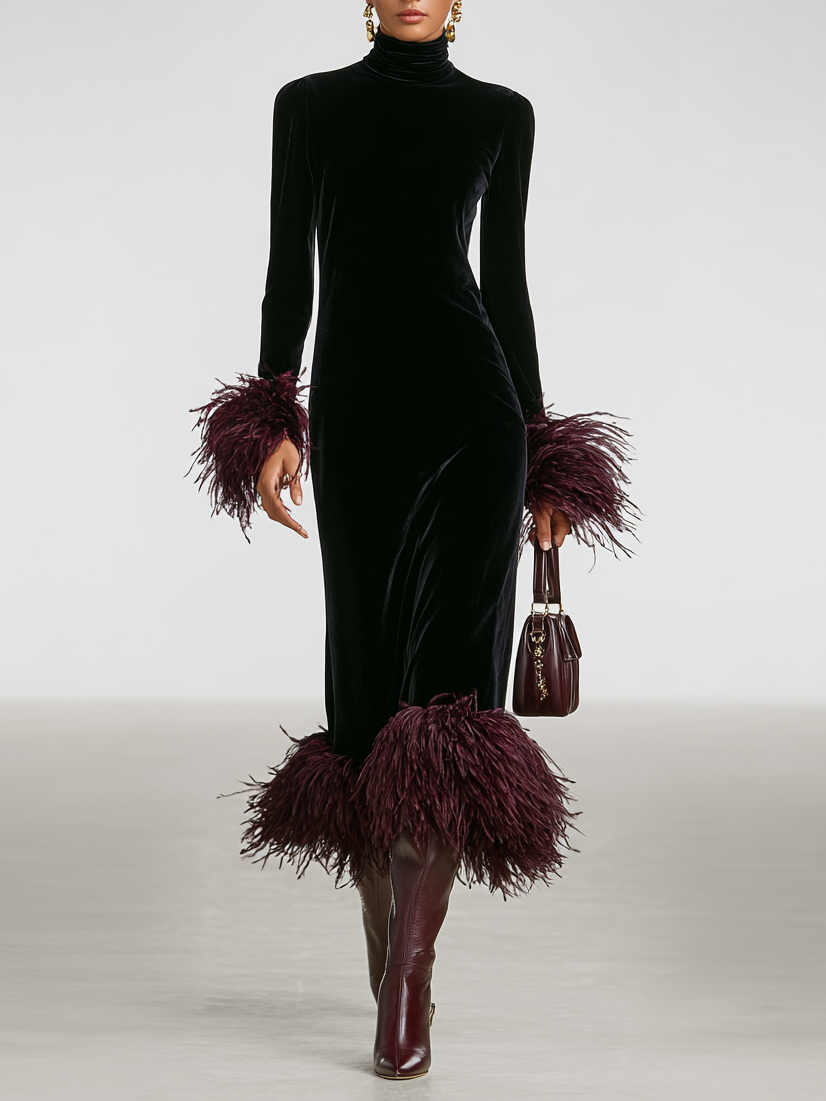Vestido Maxi Minimalista Terciopelo Sintético