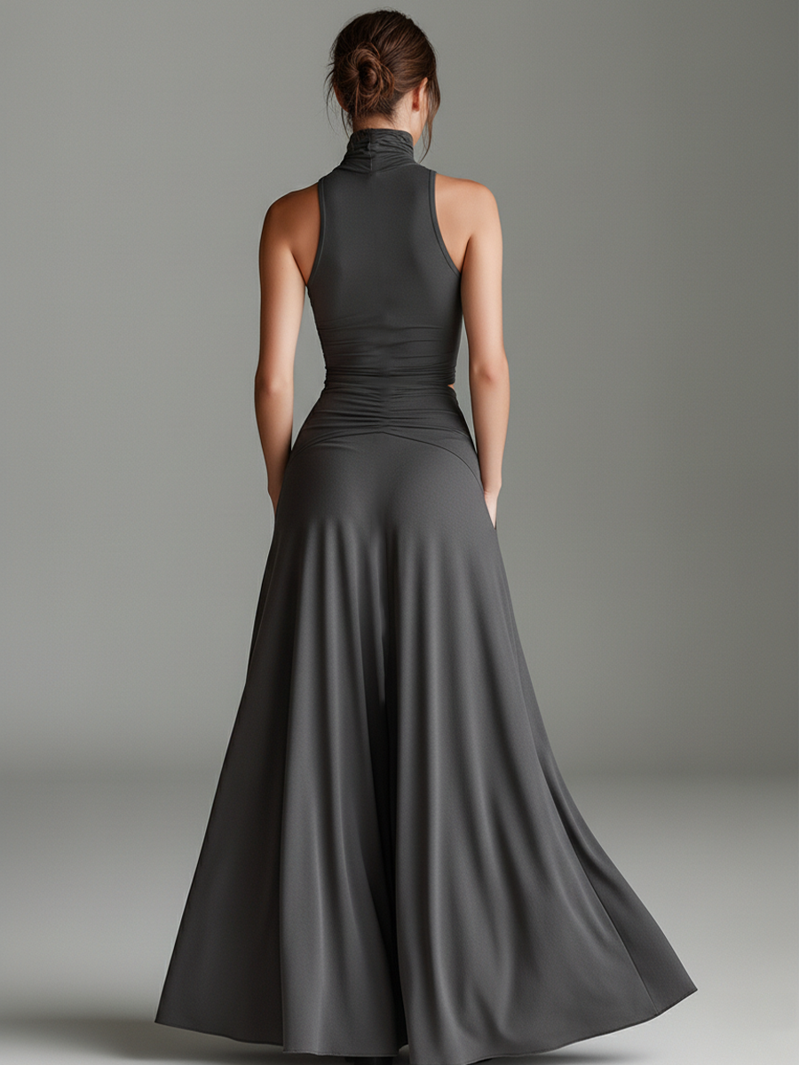 Vestido Carbón Gris Elástico Punto