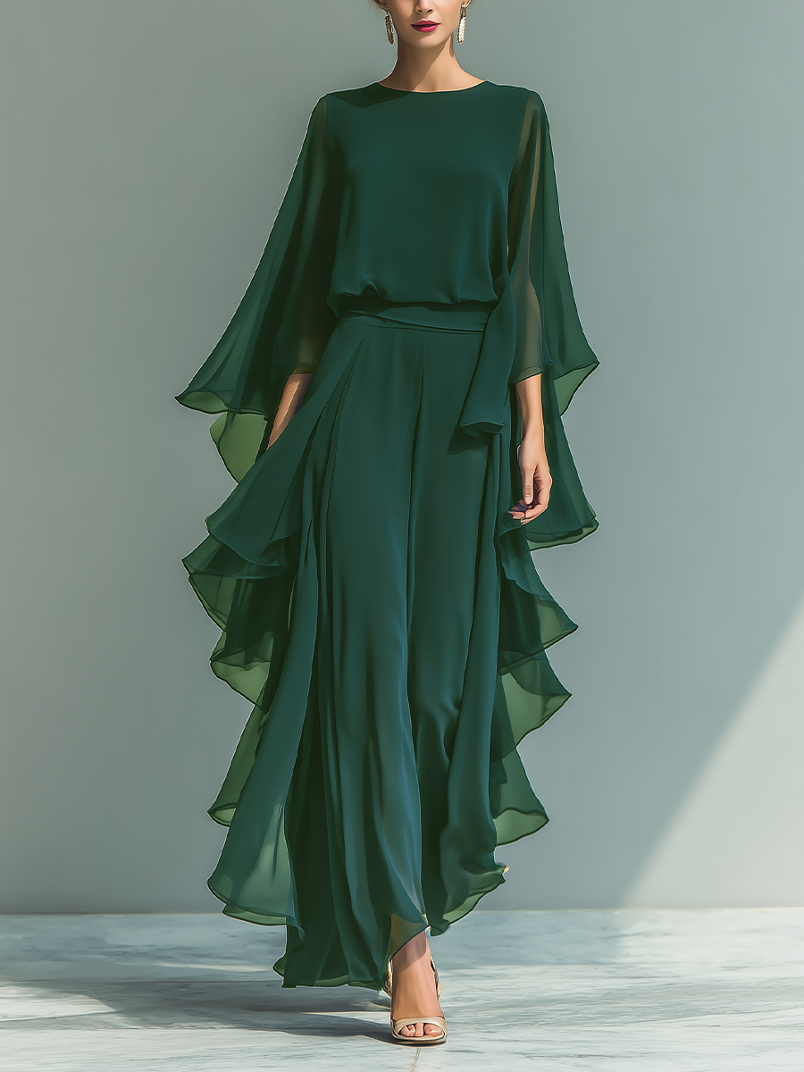 Conjunto Azul Marino Volantes Detalles