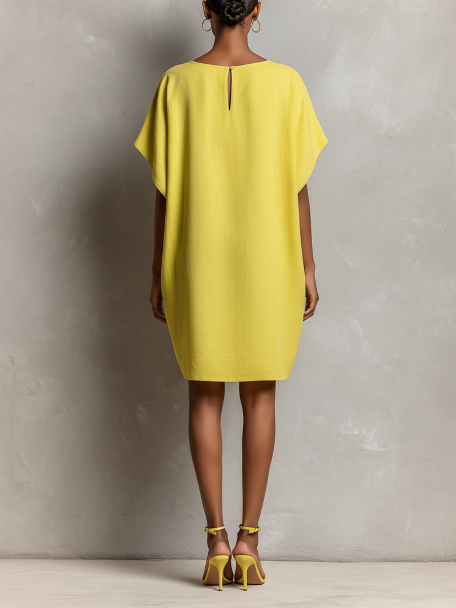 Vestido Amarillo Lima Lino Murciélago