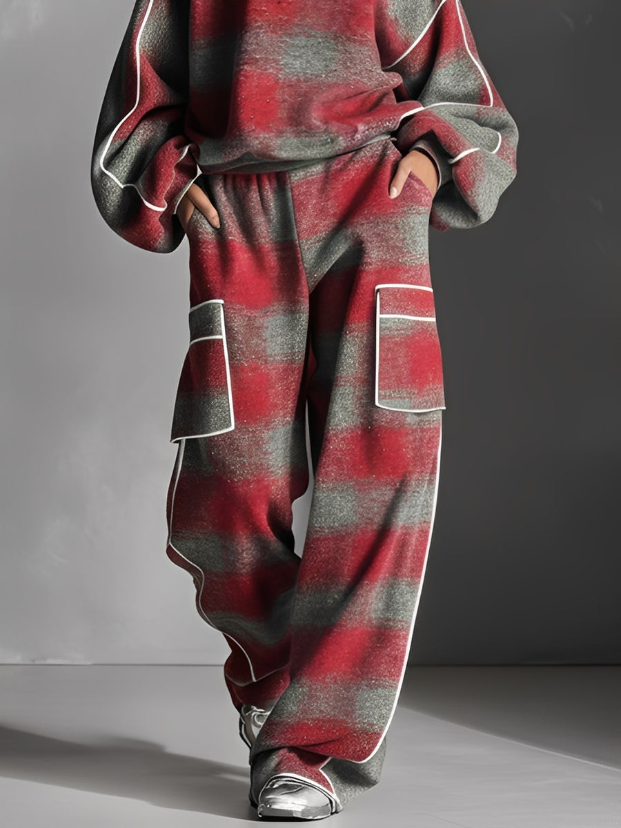 Conjunto Rojo Gris Cuadros Brushed