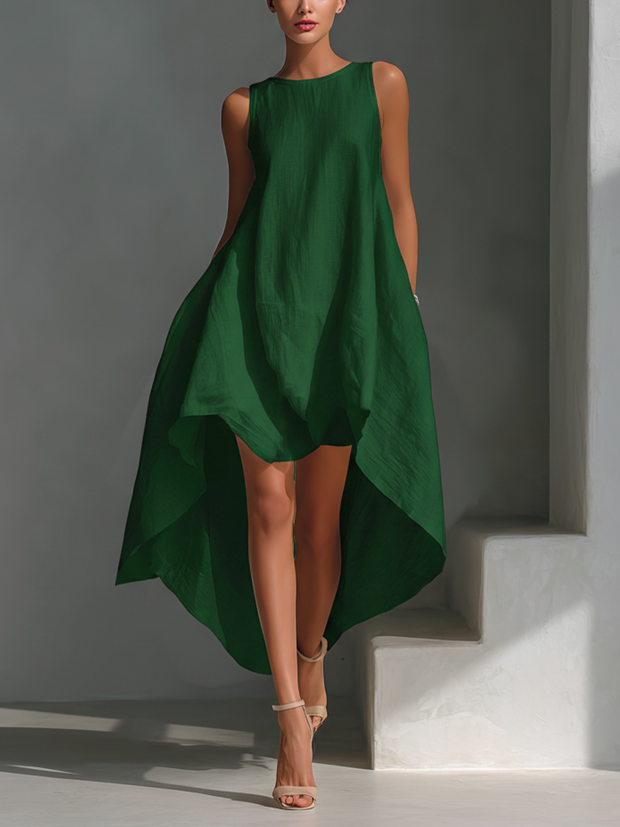 Vestido Midi Blanco Lino Redondo