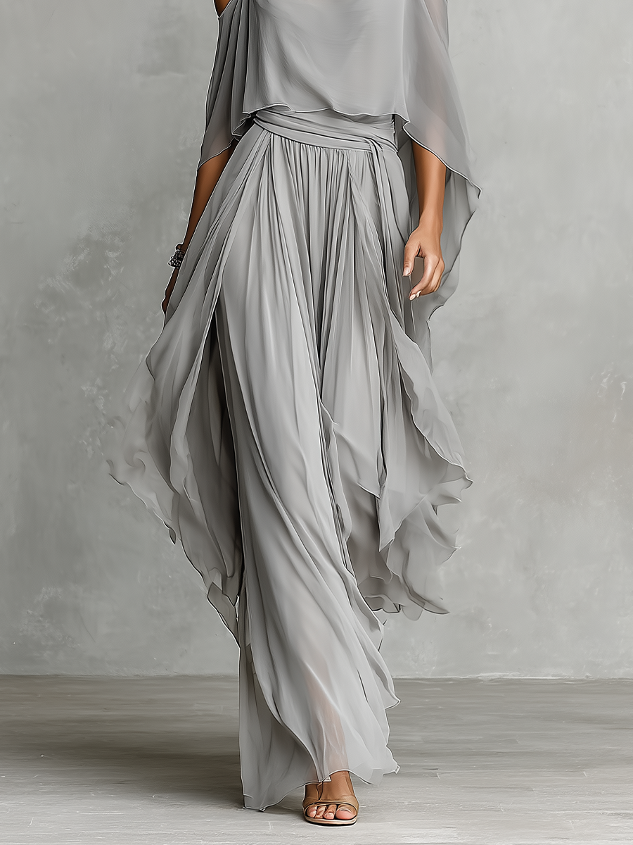Conjunto Gris Detalles Silueta Contemporáneo