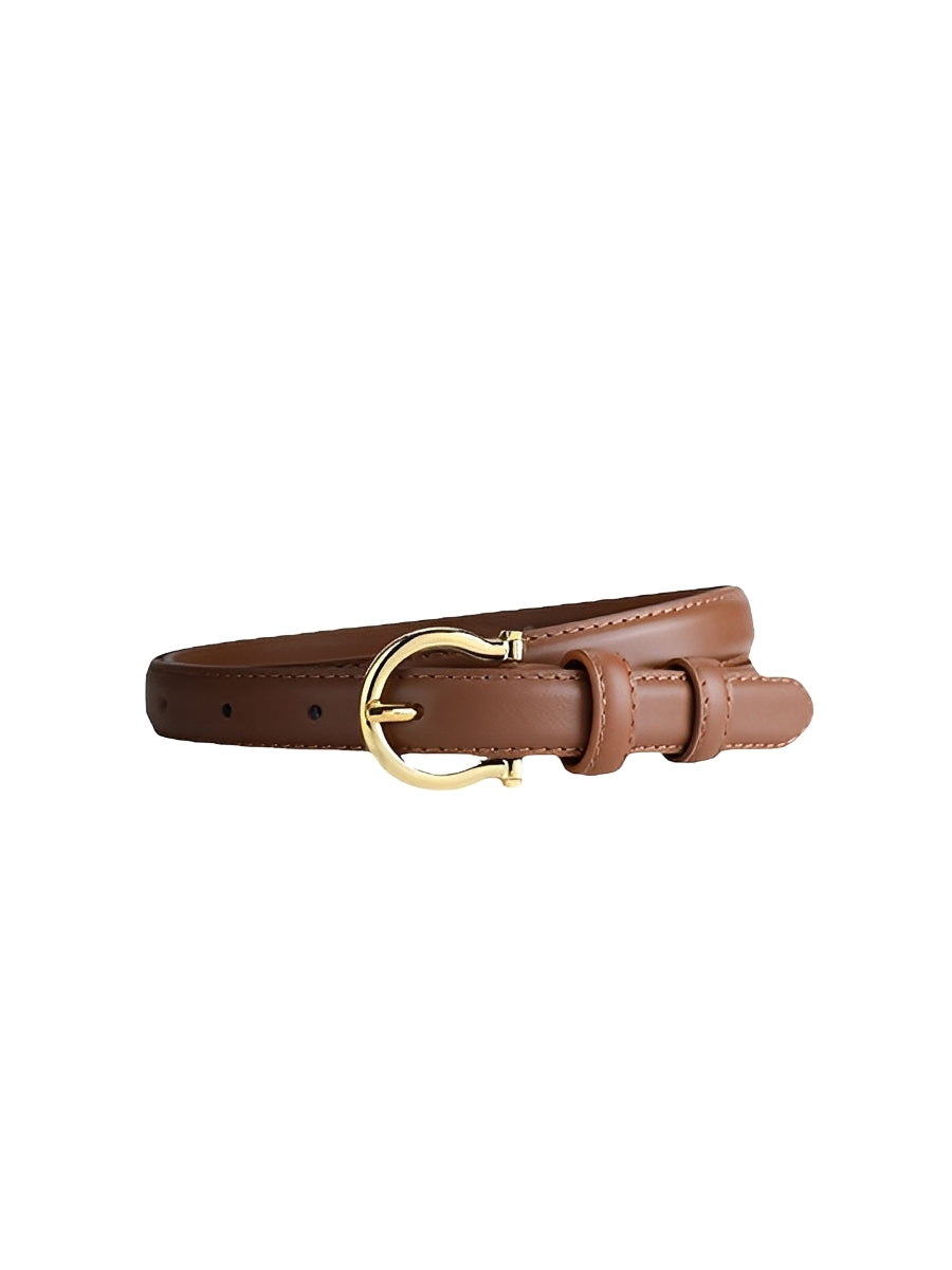 Cinturón Vintage Sofisticado Sintético - Cuero Horsebit