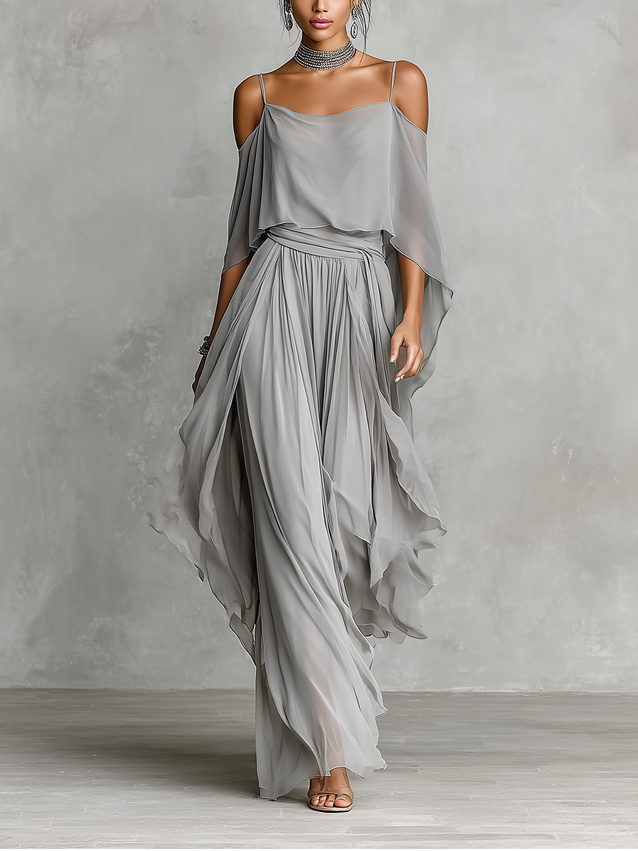 Conjunto Gris Detalles Silueta Contemporáneo