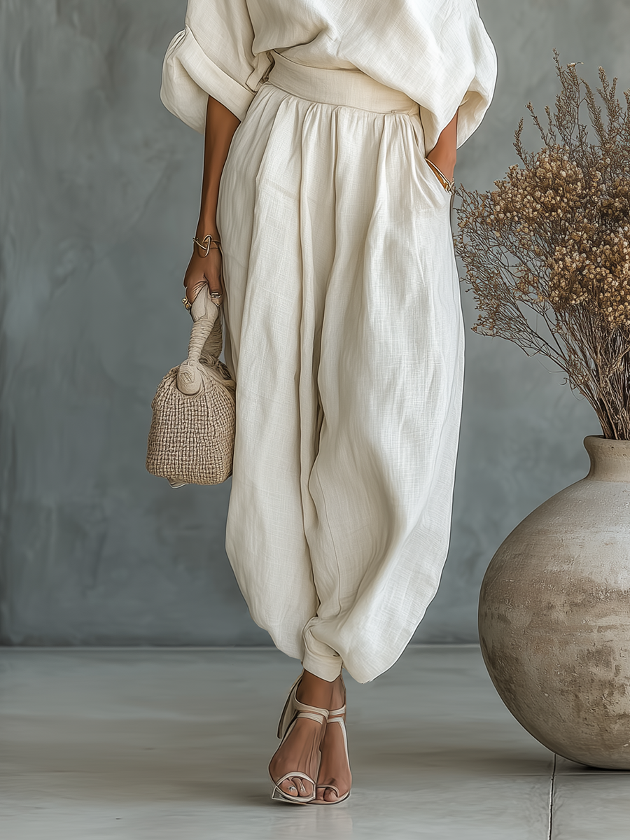 Conjunto Blanco Roto Lino Casual