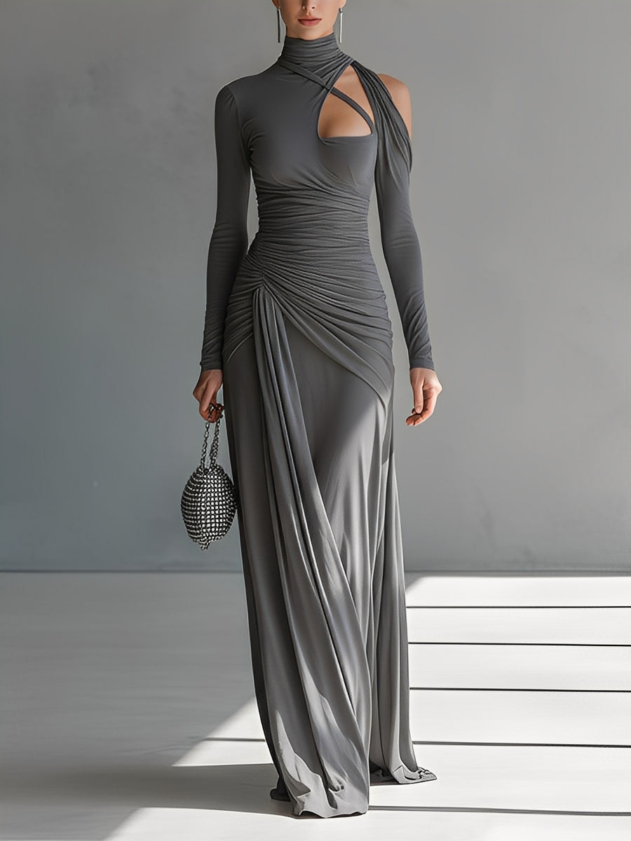 Vestido Maxi Gris Silky Elástico