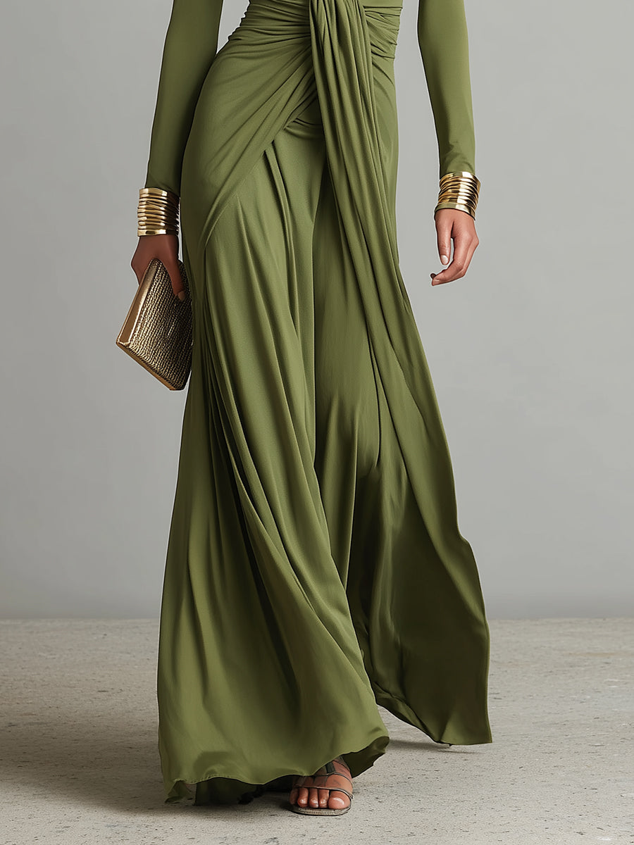 Vestido Maxi Oliva Silky Stretchy