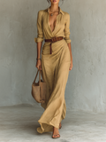 Vestido Maxi Solapa Cruzado Simple