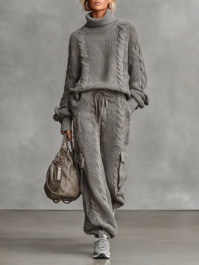 Conjunto Casual Punto Trenzado Alto