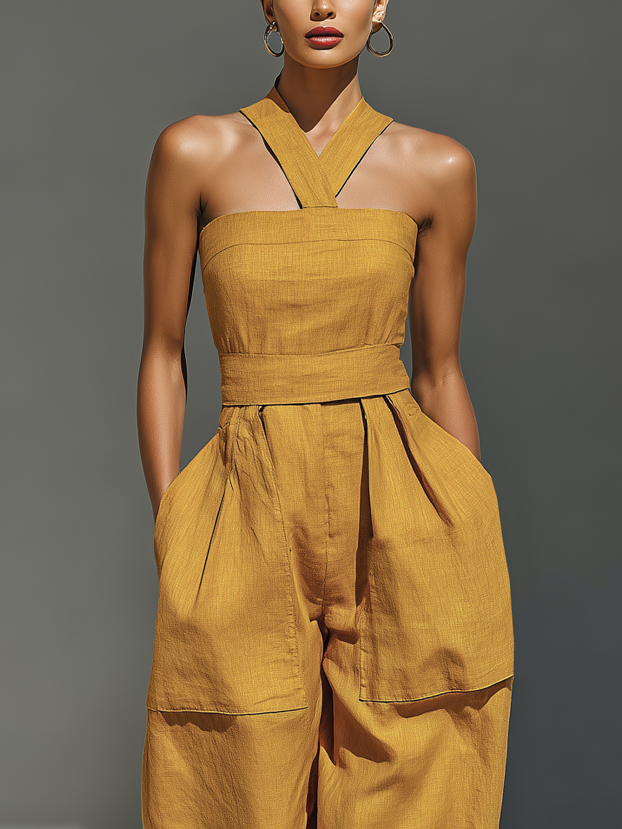 Mostaza Amarillo Lino Mono Crisscross