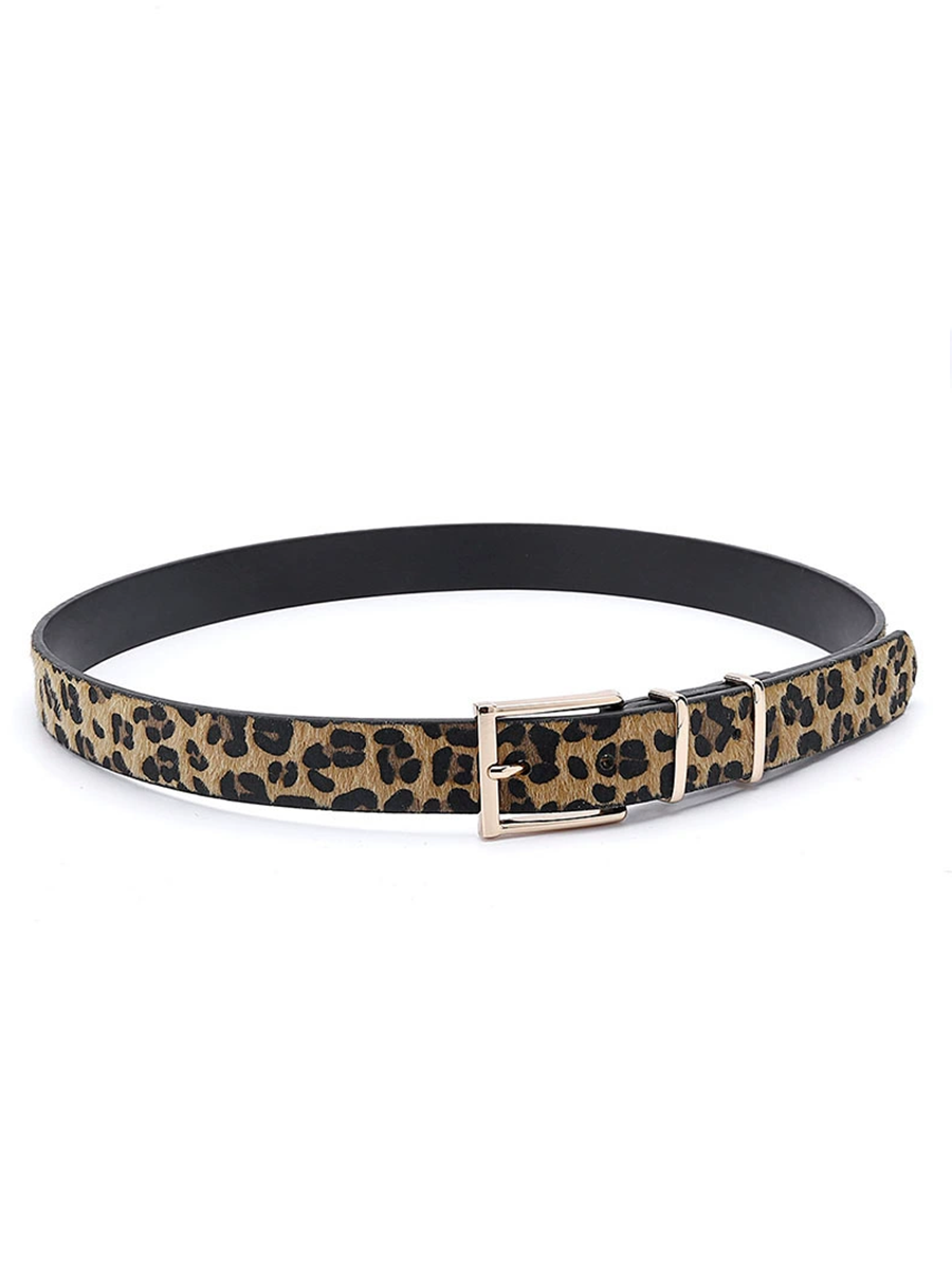 Cinturón Creativo Estampado Leopardo Pelo de Potro