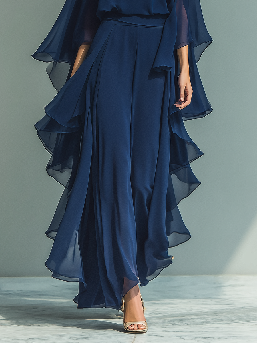 Conjunto Azul Marino Volantes Detalles