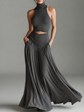 Vestido Carbón Gris Elástico Punto