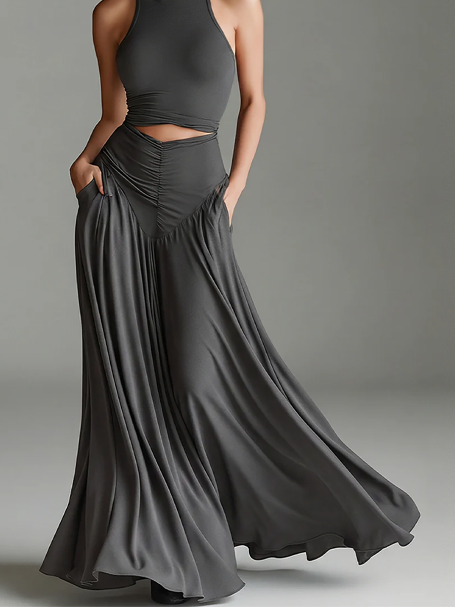 Vestido Carbón Gris Elástico Punto