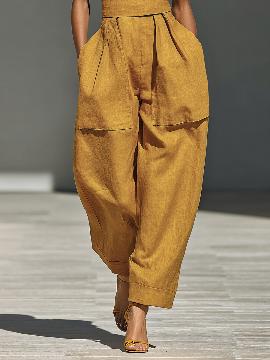 Mostaza Amarillo Lino Mono Crisscross