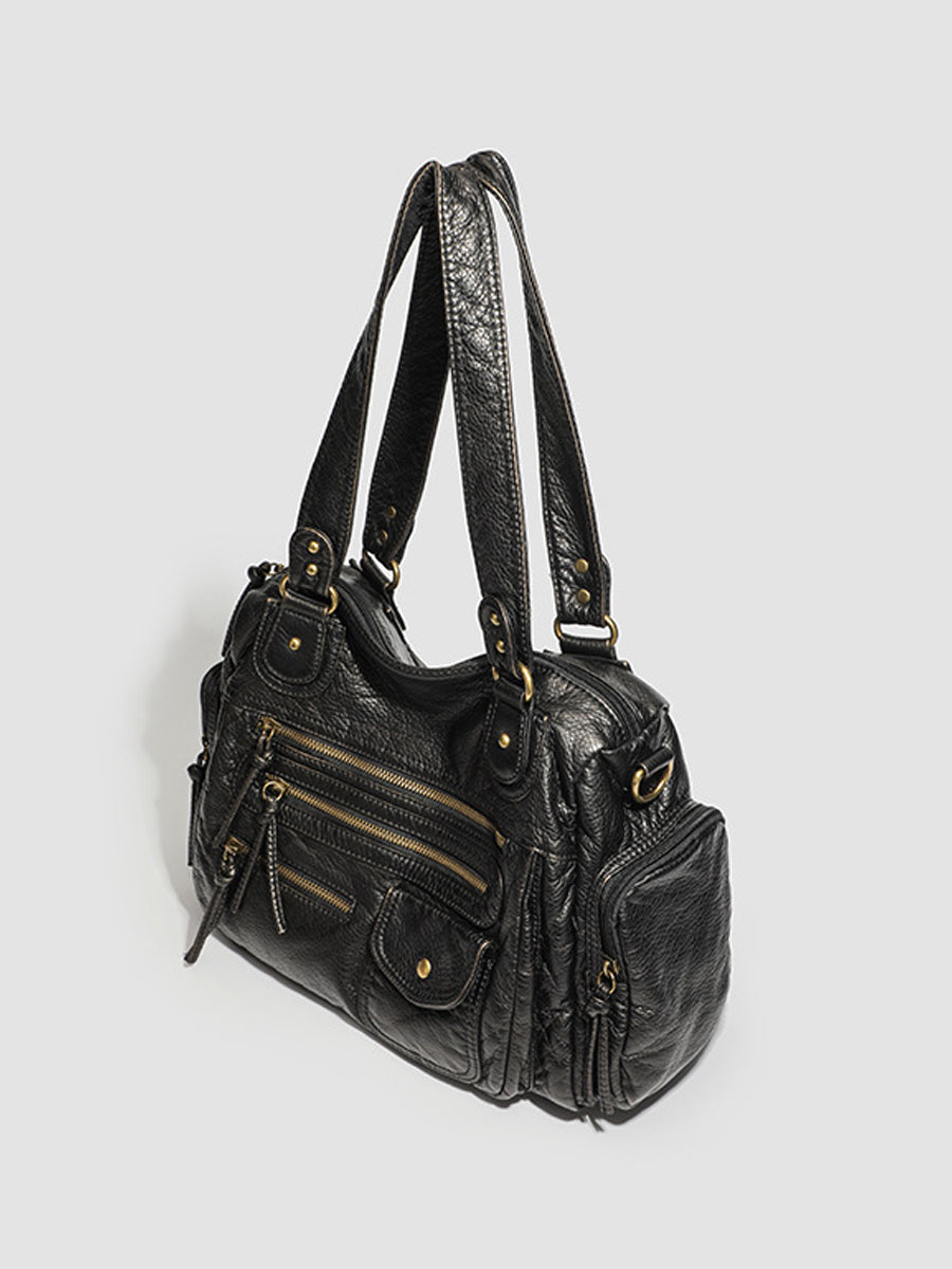 Bolso de Mano Distressed Multi-Bolsillos Cuero