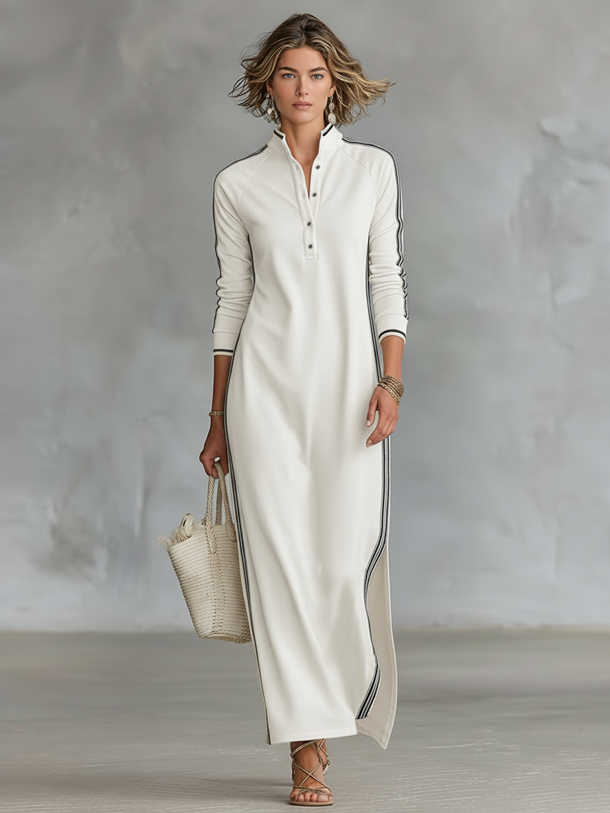 Vestido Maxi Minimalista Blanco-Con Sudadera
